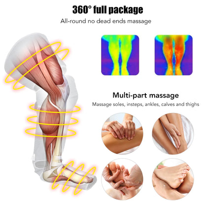 360° Foot Leg Massager With Heat Compression Blood Circulation Lymphatic Drainage Calf Foot Massager Warm Compress Pain Relief