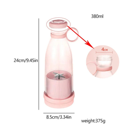 1PC Rechargeable Mixers Fresh Fruit Juicers Blue/Pink Usb Portable Juice Bottle Mini Fast Electric Blender Smoothie Ice Maker