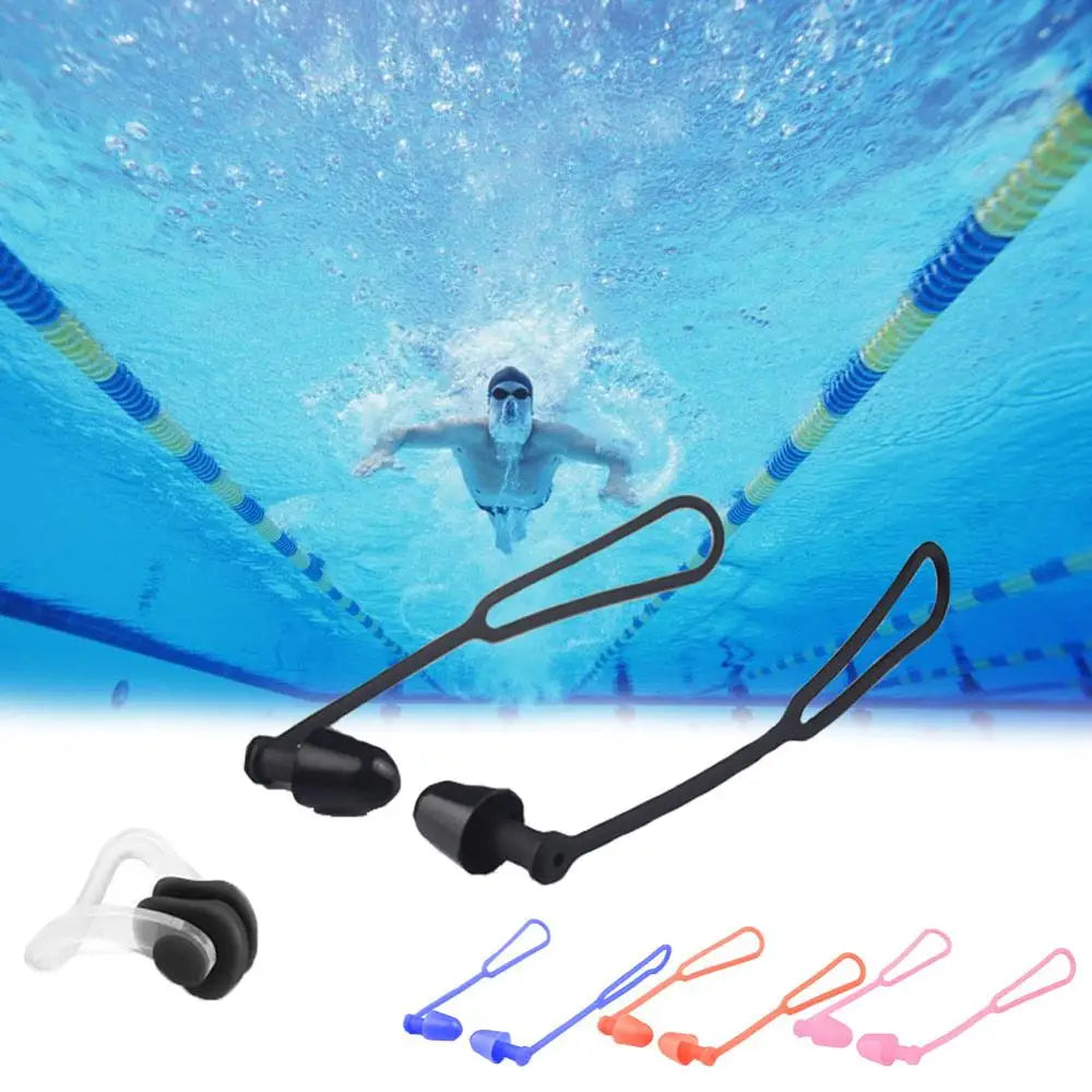 Swimming Earplugs Waterproof Nose Clip Prevent Water Noise Reduction Protection Ear Plug Soft Silicone Swim Dive Supplies