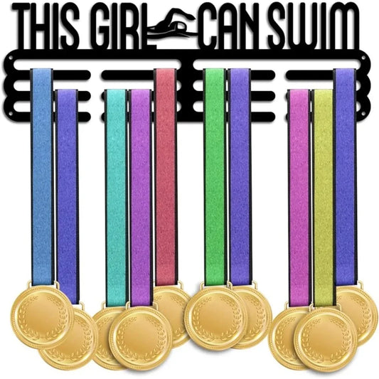 Medal Holder Display Swimming Girl Medal Hanger Award Ribbon Hanger 3 Lines Trophy Shelf Awards Ribbon Cheer Gymnastics Sport