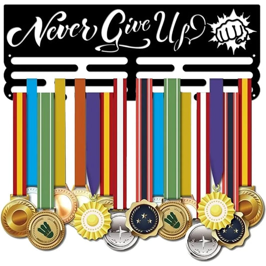 Never Give Up Medal Hanger Display Sports Medal Holder Hook Personalized Medal Holder Wall Mounted Sports Running Ribbon Holder