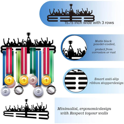 Medal Hanger Display Celebration Medal Holder Award Ribbon Hanger 3 Lines Medal Hanger Cheer Gymnastics Sport Award Rack Wall