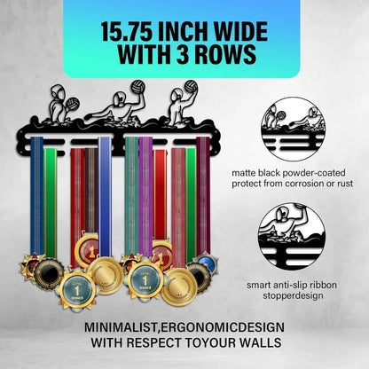 Water Medal Hanger Display, Swimming Awards Display Stand Medal Holder Display Hanger Waterball Metal Medal Rack Frame Ribbon