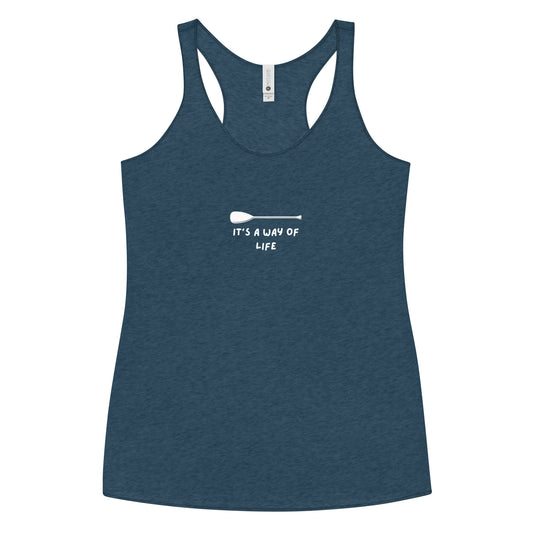 Women's Racerback Tank: Paddle graphic "It's a way of life"